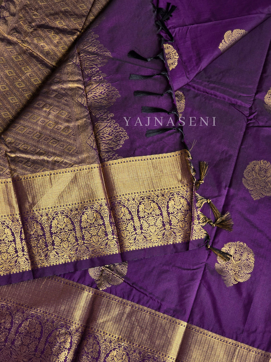Pallakku Series : Semi Kanchi Silk Saree - Teal Blue