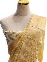 Load image into Gallery viewer, Organza silk pastel saree x sequins - Cream Gold

