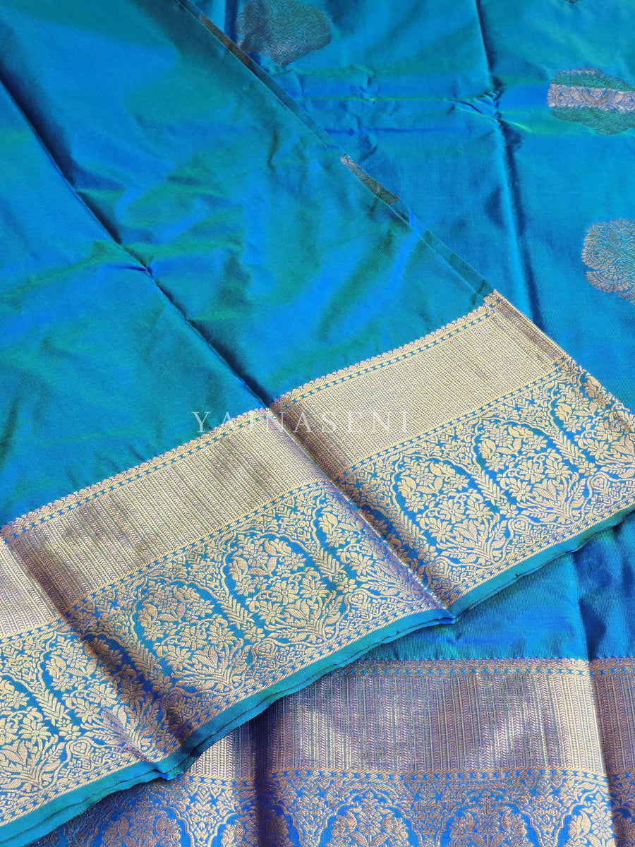 Pallakku Series : Semi Kanchi Silk Saree - Royal Blue