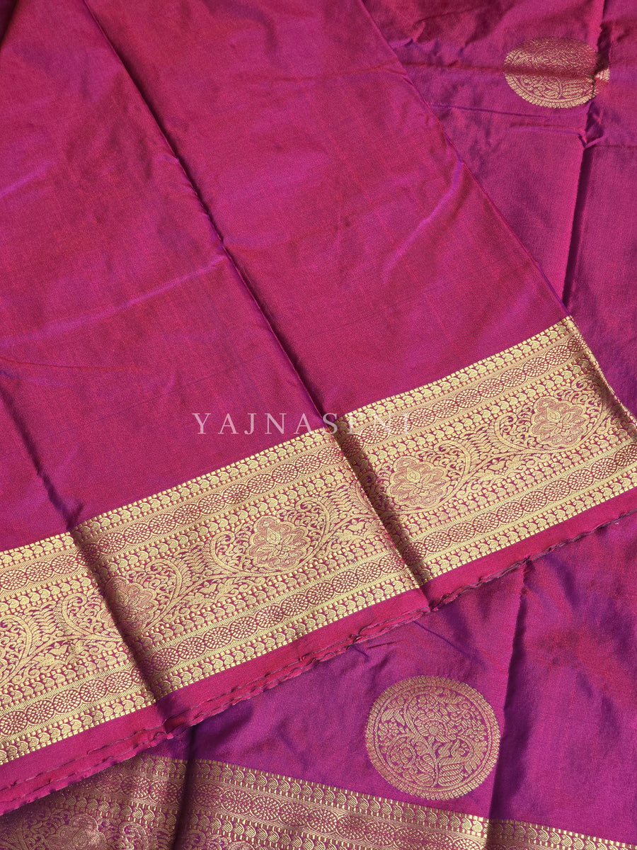 Semi Kanchi Silk x Gold Zari Saree - Maroon