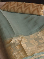 Load image into Gallery viewer, Organza silk pastel saree x sequins - Powder Blue
