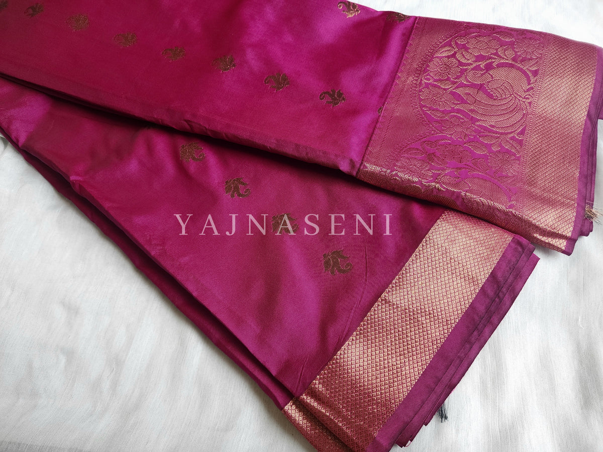 Pallakku Series : Semi Kanchi Silk Saree - Jet Black