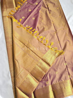 Load image into Gallery viewer, Mini Mayil Motifs x Semi Soft Silk Saree - Pink x Gold [Dual Tone]
