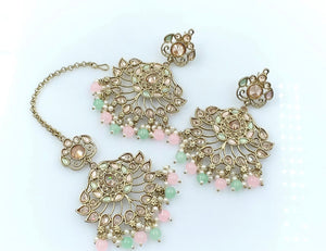 ANKITA earrings + tikka (mint x pink)