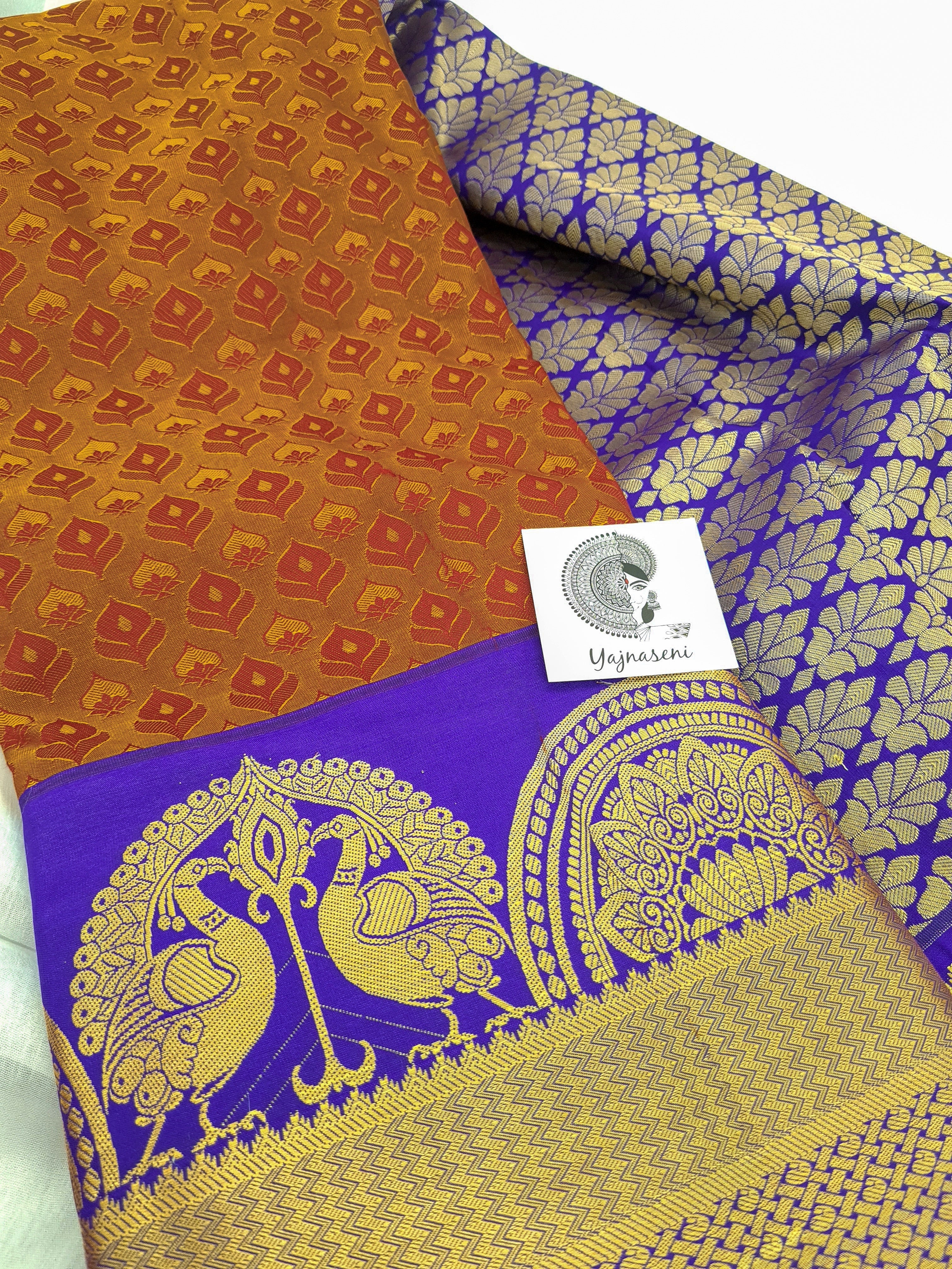 Semi Silk Kanchipuram Saree - Honey