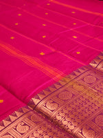 Load image into Gallery viewer, Kanchipuram Pure Cotton x Copper zari saree - Magenta x Plum
