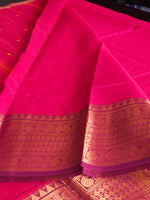 Load image into Gallery viewer, Kanchipuram Pure Cotton x Copper zari saree - Magenta x Plum
