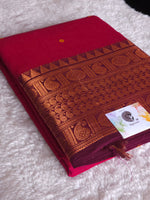 Load image into Gallery viewer, Kanchipuram Pure Cotton x Copper zari saree - Magenta x Plum
