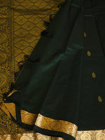 Load image into Gallery viewer, Kanchi cotton silk saree x mini border : Dark Green
