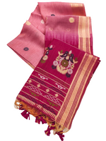 Load image into Gallery viewer, Cotton Silk Saree X Darker Shade Pallu : Rose Pink x Dark Pink
