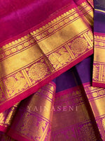 Load image into Gallery viewer, Mayil Chakram x Kattam Silk Cotton Saree : Purple x Magenta
