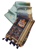 Load image into Gallery viewer, Cotton Silk Saree X Darker Shade Pallu : Seafoam Green x Dark Blue
