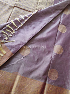 Semi Soft Silk Gold Zari Saree - Ash Purple