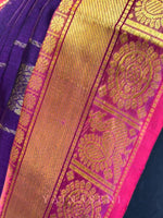 Load image into Gallery viewer, Mayil Chakram x Kattam Silk Cotton Saree : Purple x Magenta
