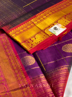 Load image into Gallery viewer, Mayil Chakram x Kattam Silk Cotton Saree : Purple x Magenta
