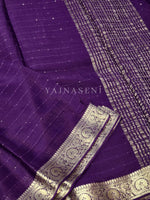 Load image into Gallery viewer, Georgette Sequins Saree x Champagne Gold border : Violet
