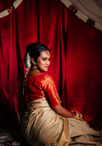 Load image into Gallery viewer, Semi Soft Silk Gold Zari Saree - Cream
