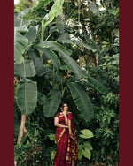 Load image into Gallery viewer, Maheswari Series : Kalyani Cotton Saree - Gold Zari : Deep Maroon
