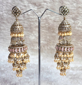 HASTINI jhumkas (gold x pastel pink)