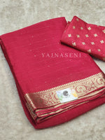 Load image into Gallery viewer, Georgette Sequins Saree x Champagne Gold border : Pink
