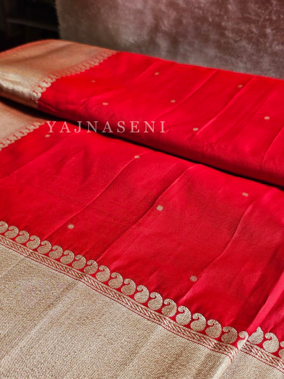 Banarasi Satin Silk Saree - Red