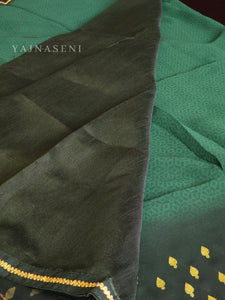 Georgette saree x Glitter prints - Green Ombre