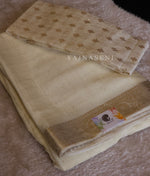 Load image into Gallery viewer, Georgette Sequins Saree x Champagne Gold border : White
