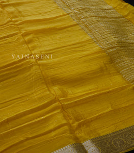 Georgette Sequins Saree x Champagne Gold border : Yellow