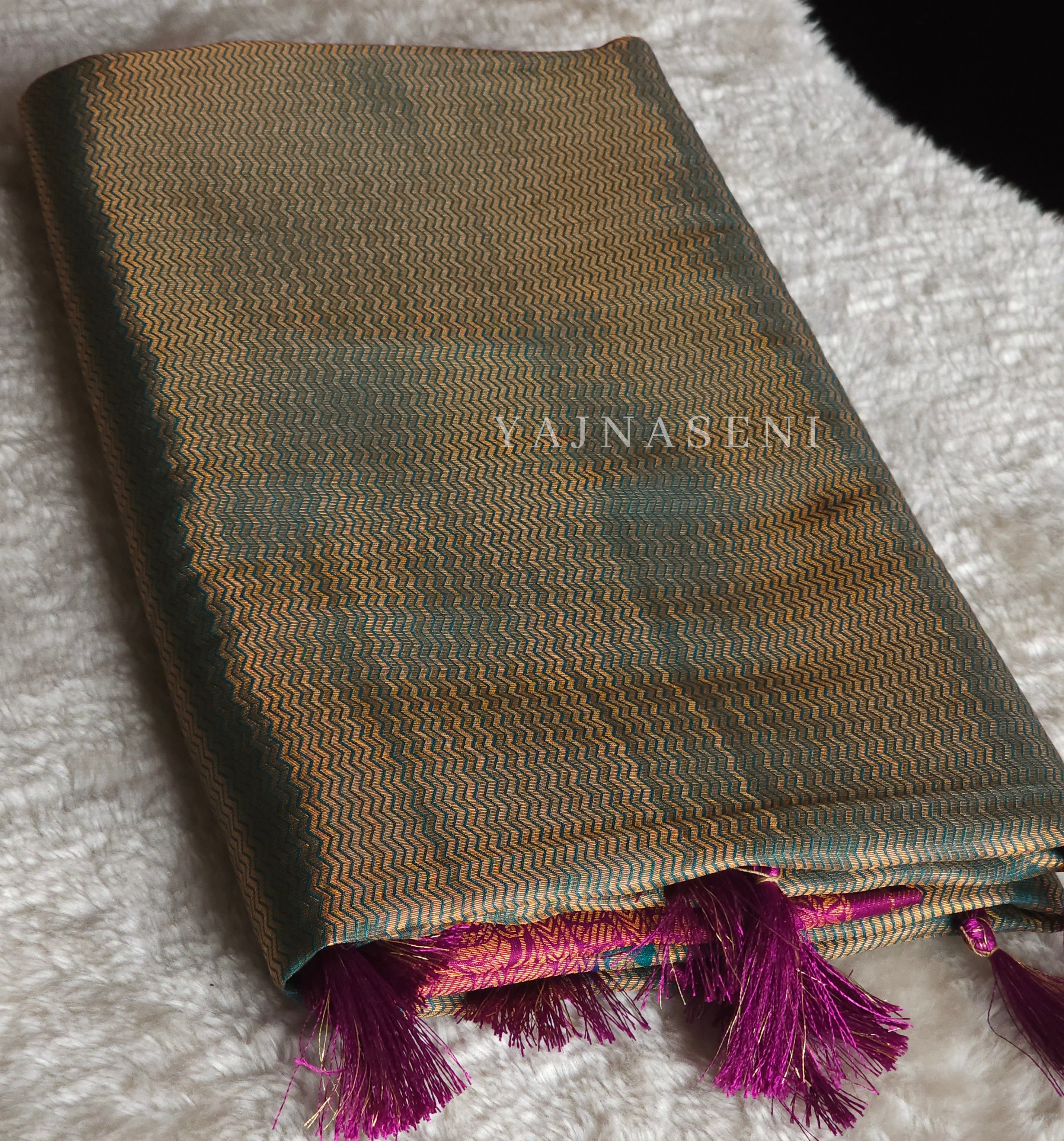 Kubera Pattu Saree - Emerald x Plum