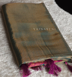 Kubera Pattu Saree - Emerald x Plum