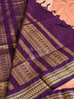 Load image into Gallery viewer, Kalyani Cotton Saree - Gold Zari : Dark Peach x Plum
