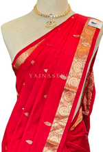 Load image into Gallery viewer, Kanchi cotton silk saree x mini border : Red
