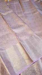 Load image into Gallery viewer, HEATHER MIST - Pure Kanjivaram Silk Saree with Light Gold Zari
