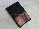 Load image into Gallery viewer, Minimalist Semi Silk Saree x Copper Zari - Black x Berry
