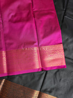 Load image into Gallery viewer, Minimalist Semi Silk Saree x Copper Zari - Black x Berry
