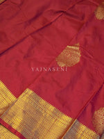 Load image into Gallery viewer, Semi Kanchi Silk x Gold Zari Saree - Crimson
