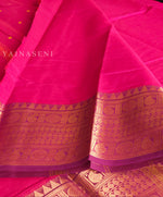 Load image into Gallery viewer, Kanchipuram Pure Cotton x Copper zari saree - Magenta x Plum
