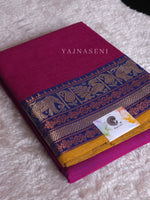 Load image into Gallery viewer, Kanchipuram Pure Cotton Saree - Purple x Blue
