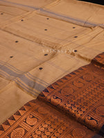 Load image into Gallery viewer, Kanchipuram Pure Cotton x Copper zari saree - Latte
