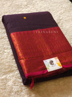 Load image into Gallery viewer, Kanchipuram Pure Cotton x Copper zari saree - Aubergine

