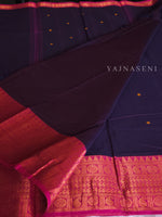 Load image into Gallery viewer, Kanchipuram Pure Cotton x Copper zari saree - Aubergine
