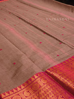 Load image into Gallery viewer, Kanchipuram Pure Cotton x Copper zari saree - Cinnamon x Berry
