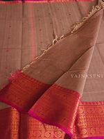 Load image into Gallery viewer, Kanchipuram Pure Cotton x Copper zari saree - Cinnamon x Berry
