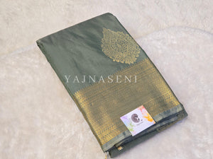 Semi Kanchi Silk x Gold Zari Saree - Sage