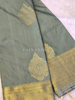 Load image into Gallery viewer, Semi Kanchi Silk x Gold Zari Saree - Sage
