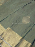 Load image into Gallery viewer, Semi Kanchi Silk x Gold Zari Saree - Sage
