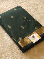 Load image into Gallery viewer, Kanchi cotton silk saree x mini border : Dark Green
