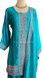 Load image into Gallery viewer, HIRANTHI [2XL/44] - Straight Cut Kurti Set (Turquoise)
