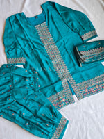Load image into Gallery viewer, HIRANTHI [2XL/44] - Straight Cut Kurti Set (Turquoise)
