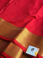 Load image into Gallery viewer, Minimalist Semi Silk Saree x Gold Zari - Crimson
